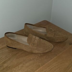 Women's Suede Ralph Lauren Penny Loafers in Tan